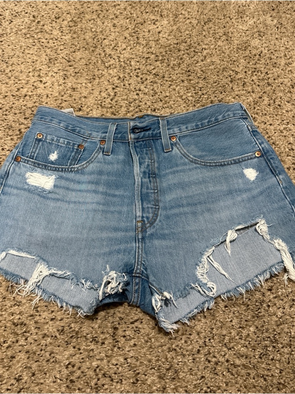 Levi's Light Blue Distressed Denim Cutoff Shorts